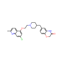 Cc1ccc2c(OCCN3CCC(Cc4ccc5c(c4)NC(=O)CO5)CC3)cc(Cl)cc2n1 ZINC000028887205