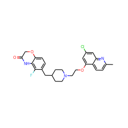 Cc1ccc2c(OCCN3CCC(Cc4ccc5c(c4F)NC(=O)CO5)CC3)cc(Cl)cc2n1 ZINC000028887272