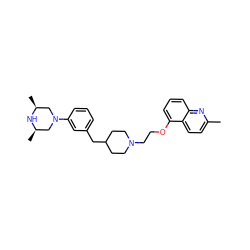 Cc1ccc2c(OCCN3CCC(Cc4cccc(N5C[C@H](C)N[C@H](C)C5)c4)CC3)cccc2n1 ZINC000003816902