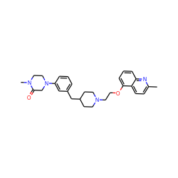 Cc1ccc2c(OCCN3CCC(Cc4cccc(N5CCN(C)C(=O)C5)c4)CC3)cccc2n1 ZINC000038413362