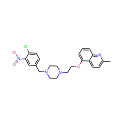 Cc1ccc2c(OCCN3CCN(Cc4ccc(Cl)c([N+](=O)[O-])c4)CC3)cccc2n1 ZINC000013643848