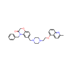 Cc1ccc2c(OCCN3CCN(Cc4ccc5c(c4)N(Cc4ccccc4)C(=O)CO5)CC3)cccc2n1 ZINC000028954168