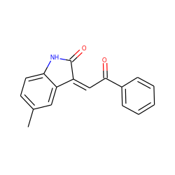 Cc1ccc2c(c1)/C(=C/C(=O)c1ccccc1)C(=O)N2 ZINC000000033860