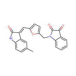 Cc1ccc2c(c1)/C(=C\c1ccc(CN3C(=O)C(=O)c4ccccc43)o1)C(=O)N2 ZINC000095559474