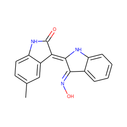 Cc1ccc2c(c1)/C(=C1/Nc3ccccc3/C1=N\O)C(=O)N2 ZINC000033995682