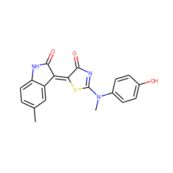 Cc1ccc2c(c1)/C(=C1\SC(N(C)c3ccc(O)cc3)=NC1=O)C(=O)N2 ZINC000019792104