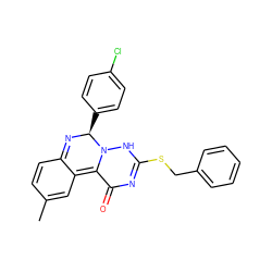 Cc1ccc2c(c1)=C1C(=O)N=C(SCc3ccccc3)NN1[C@H](c1ccc(Cl)cc1)N=2 ZINC000377805997