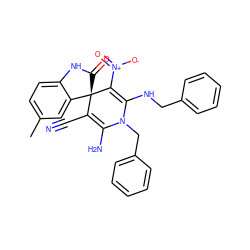 Cc1ccc2c(c1)[C@@]1(C(=O)N2)C(C#N)=C(N)N(Cc2ccccc2)C(NCc2ccccc2)=C1[N+](=O)[O-] ZINC000653689428