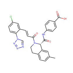 Cc1ccc2c(c1)[C@@H](C(=O)Nc1ccc(C(=O)O)cc1)N(C(=O)/C=C/c1cc(Cl)ccc1-n1cnnn1)CC2 ZINC001772616782