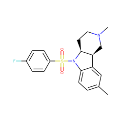 Cc1ccc2c(c1)[C@@H]1CN(C)CC[C@@H]1N2S(=O)(=O)c1ccc(F)cc1 ZINC000001306000