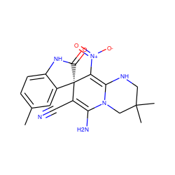 Cc1ccc2c(c1)[C@]1(C(=O)N2)C(C#N)=C(N)N2CC(C)(C)CNC2=C1[N+](=O)[O-] ZINC000653689388