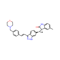 Cc1ccc2c(c1)[C@]1(C[C@H]1c1ccc3c(/C=C/c4ccc(CN5CCOCC5)cc4)n[nH]c3c1)C(=O)N2 ZINC000148143492