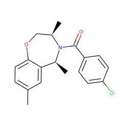 Cc1ccc2c(c1)[C@H](C)N(C(=O)c1ccc(Cl)cc1)[C@H](C)CO2 ZINC000073196185