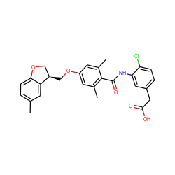 Cc1ccc2c(c1)[C@H](COc1cc(C)c(C(=O)Nc3cc(CC(=O)O)ccc3Cl)c(C)c1)CO2 ZINC000059649069