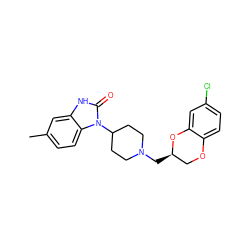 Cc1ccc2c(c1)[nH]c(=O)n2C1CCN(C[C@@H]2COc3ccc(Cl)cc3O2)CC1 ZINC000027881636