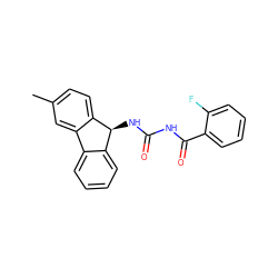 Cc1ccc2c(c1)-c1ccccc1[C@@H]2NC(=O)NC(=O)c1ccccc1F ZINC000653787408