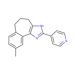 Cc1ccc2c(c1)-c1nc(-c3ccncc3)[nH]c1CCC2 ZINC000013440069