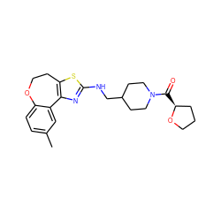 Cc1ccc2c(c1)-c1nc(NCC3CCN(C(=O)[C@H]4CCCO4)CC3)sc1CCO2 ZINC000026493624