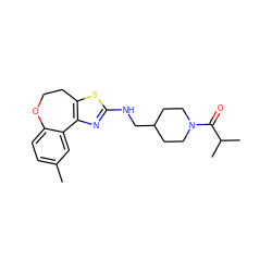 Cc1ccc2c(c1)-c1nc(NCC3CCN(C(=O)C(C)C)CC3)sc1CCO2 ZINC000026501433