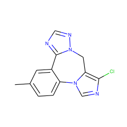 Cc1ccc2c(c1)-c1ncnn1Cc1c(Cl)ncn1-2 ZINC000035804174