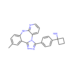 Cc1ccc2c(c1)-c1nnc(-c3ccc(C4(N)CCC4)cc3)n1-c1cccnc1N2 ZINC000096174151