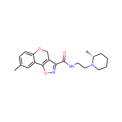 Cc1ccc2c(c1)-c1onc(C(=O)NCCN3CCCC[C@H]3C)c1CO2 ZINC000020510029