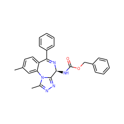 Cc1ccc2c(c1)-n1c(C)nnc1[C@H](NC(=O)OCc1ccccc1)N=C2c1ccccc1 ZINC000096284874