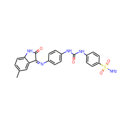 Cc1ccc2c(c1)C(=Nc1ccc(NC(=O)Nc3ccc(S(N)(=O)=O)cc3)cc1)C(=O)N2 ZINC000653696888