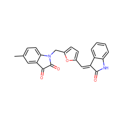 Cc1ccc2c(c1)C(=O)C(=O)N2Cc1ccc(/C=C2/C(=O)Nc3ccccc32)o1 ZINC000095564196