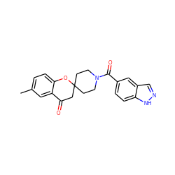 Cc1ccc2c(c1)C(=O)CC1(CCN(C(=O)c3ccc4[nH]ncc4c3)CC1)O2 ZINC000096283400