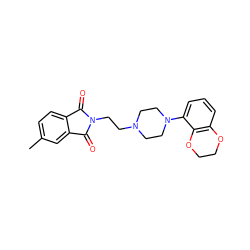 Cc1ccc2c(c1)C(=O)N(CCN1CCN(c3cccc4c3OCCO4)CC1)C2=O ZINC000013743929