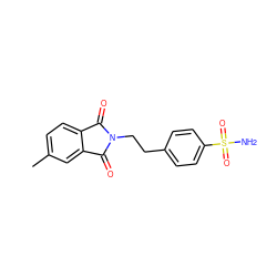 Cc1ccc2c(c1)C(=O)N(CCc1ccc(S(N)(=O)=O)cc1)C2=O ZINC001772604174