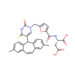 Cc1ccc2c(c1)C=Cc1cc(C)ccc1C2c1cn(Cc2ccc(C(=O)N[C@@H](CC(=O)O)C(=O)O)o2)c(=O)[nH]c1=S ZINC000140204123