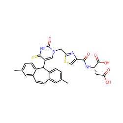 Cc1ccc2c(c1)C=Cc1cc(C)ccc1C2c1cn(Cc2nc(C(=O)N[C@@H](CC(=O)O)C(=O)O)cs2)c(=O)[nH]c1=S ZINC000003916175