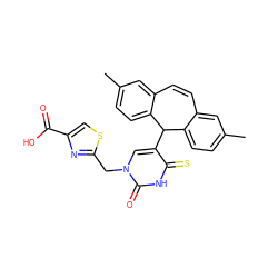 Cc1ccc2c(c1)C=Cc1cc(C)ccc1C2c1cn(Cc2nc(C(=O)O)cs2)c(=O)[nH]c1=S ZINC000003916174