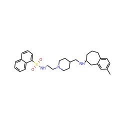 Cc1ccc2c(c1)C[C@H](NCC1CCN(CCNS(=O)(=O)c3cccc4ccccc34)CC1)CCC2 ZINC000013439467