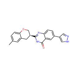 Cc1ccc2c(c1)C[C@H](c1nc3ccc(-c4cn[nH]c4)cc3c(=O)[nH]1)CO2 ZINC000066104363