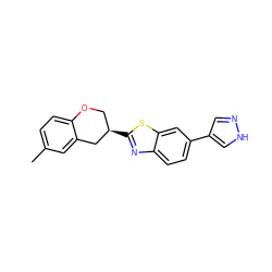 Cc1ccc2c(c1)C[C@H](c1nc3ccc(-c4cn[nH]c4)cc3s1)CO2 ZINC000049785770