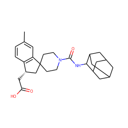 Cc1ccc2c(c1)C1(CCN(C(=O)NC3C4CC5CC(C4)CC3C5)CC1)C[C@@H]2CC(=O)O ZINC000045358604