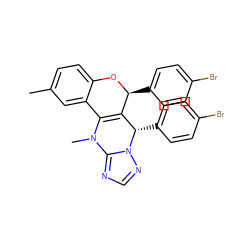 Cc1ccc2c(c1)C1=C([C@H](c3ccc(Br)cc3)O2)[C@H](c2ccc(Br)cc2)n2ncnc2N1C ZINC000049722667