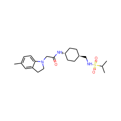 Cc1ccc2c(c1)CCN2CC(=O)N[C@H]1CC[C@H](CNS(=O)(=O)C(C)C)CC1 ZINC000261104636