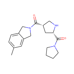 Cc1ccc2c(c1)CN(C(=O)[C@@H]1CN[C@H](C(=O)N3CCCC3)C1)C2 ZINC000014949299