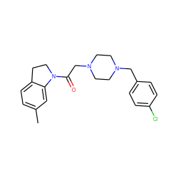 Cc1ccc2c(c1)N(C(=O)CN1CCN(Cc3ccc(Cl)cc3)CC1)CC2 ZINC000022941245