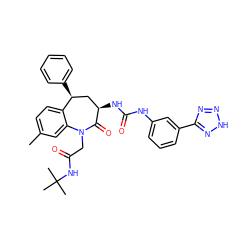 Cc1ccc2c(c1)N(CC(=O)NC(C)(C)C)C(=O)[C@H](NC(=O)Nc1cccc(-c3nn[nH]n3)c1)C[C@@H]2c1ccccc1 ZINC000029567008