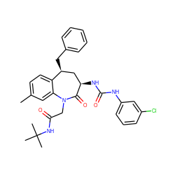 Cc1ccc2c(c1)N(CC(=O)NC(C)(C)C)C(=O)[C@H](NC(=O)Nc1cccc(Cl)c1)C[C@@H]2Cc1ccccc1 ZINC000027216312