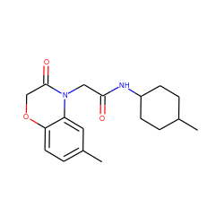 Cc1ccc2c(c1)N(CC(=O)NC1CCC(C)CC1)C(=O)CO2 ZINC000003907235