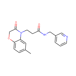 Cc1ccc2c(c1)N(CCC(=O)NCc1cccnc1)C(=O)CO2 ZINC000000423140