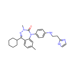 Cc1ccc2c(c1)N(c1ccc(NCCc3ncc[nH]3)cc1)C(=O)N(C)N=C2C1CCCCC1 ZINC000028711892