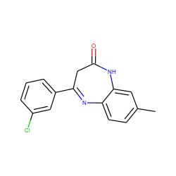 Cc1ccc2c(c1)NC(=O)CC(c1cccc(Cl)c1)=N2 ZINC000101095286