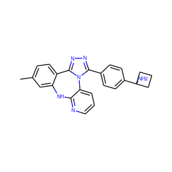 Cc1ccc2c(c1)Nc1ncccc1-n1c(-c3ccc(C4(N)CCC4)cc3)nnc1-2 ZINC000096174158